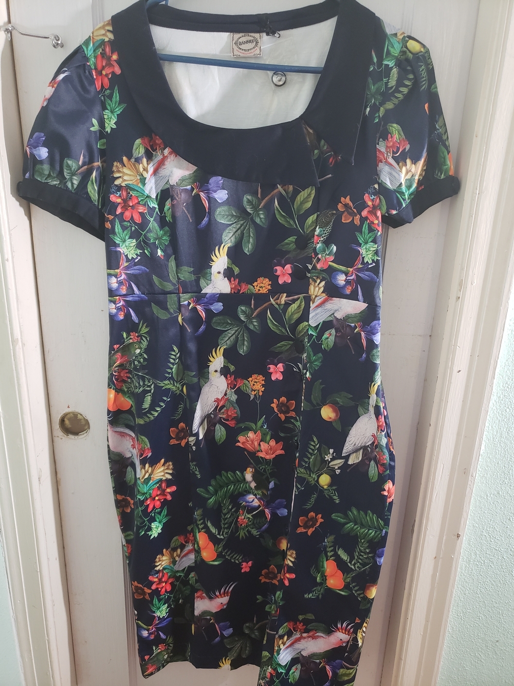 Navy Tropical Print Vintage Style Dress By Banned Apparel